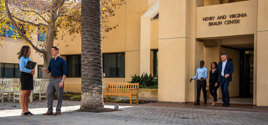 School of Public Policy building and students - Pepperdine University