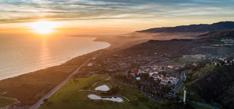 Landscape view of Pepperdine University and Pacific Ocean