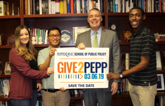 Dean Pete Peterson and SPP students - Give2Pepp Day 2019