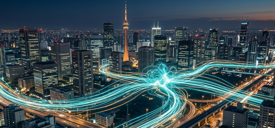 city view with lights