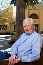 Gordon Lloyd sits outside - Pepperdine University