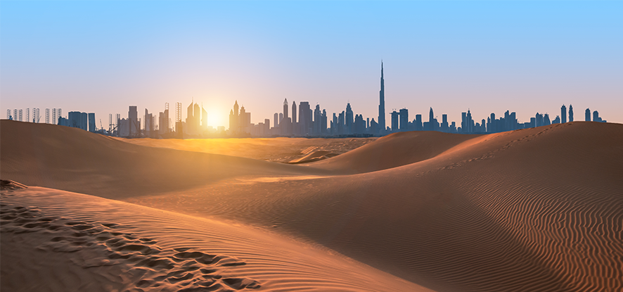 Egypt sand and city landscape