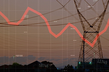 Power lines with financial data on top