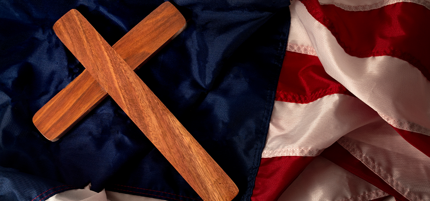 Cross and American Flag