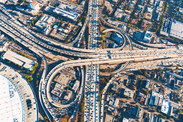 bird-eye view of busy city highway