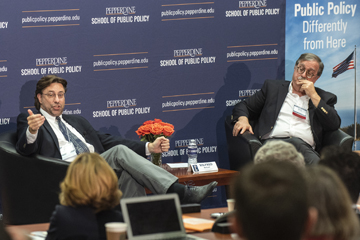 Cross-Sector Leadership Conference panelists speaking - Pepperdine School of Public Policy